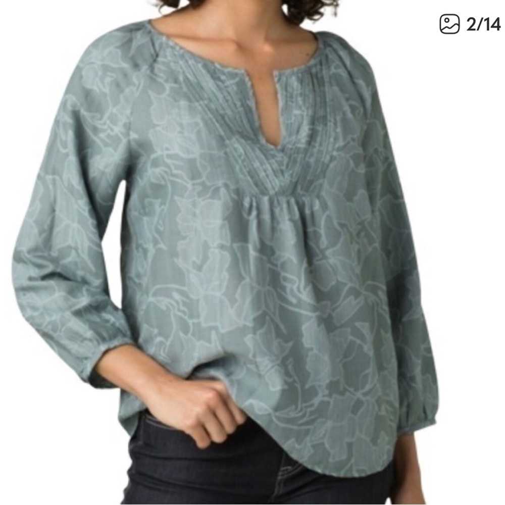 Prana Leonardo Blue Vines Long sleeve top